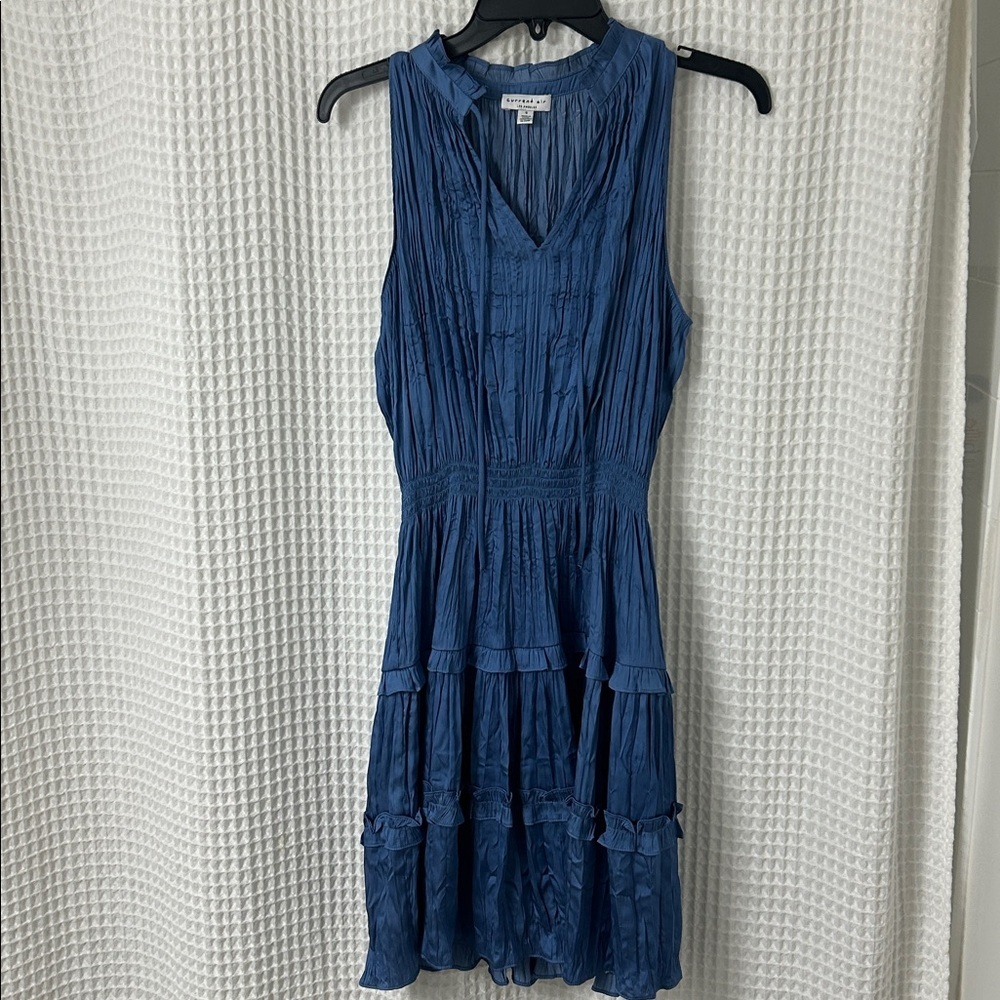 Current Air Blue Sleeveless Ruffle Pleated Mini Dress Small
